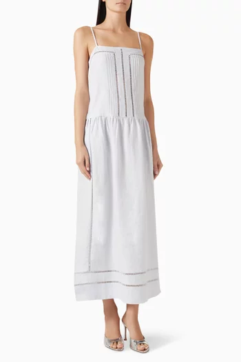 Tommy Square Neck Maxi Dress in Linen
