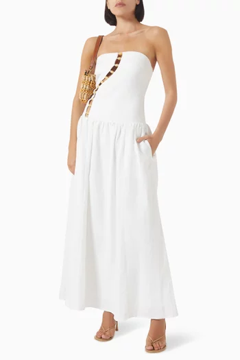 Effie Strapless Cut Out Maxi Dress in Linen