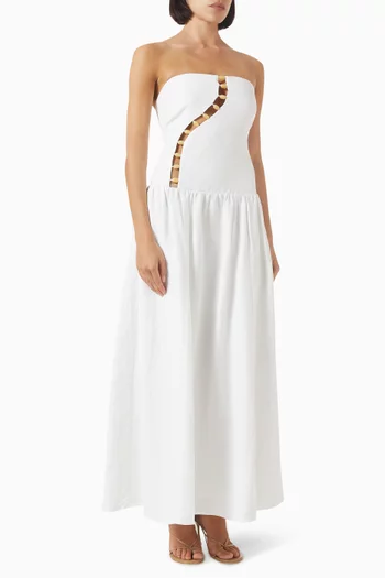 Effie Strapless Cut Out Maxi Dress in Linen
