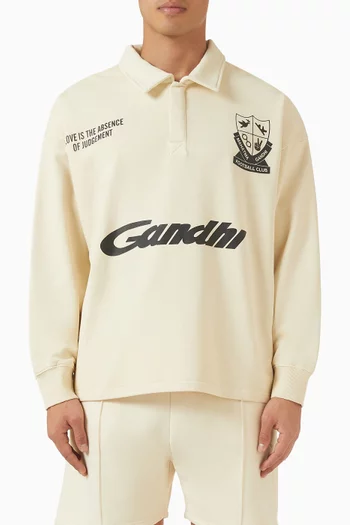 Football Polo Sweatshirt in Cotton