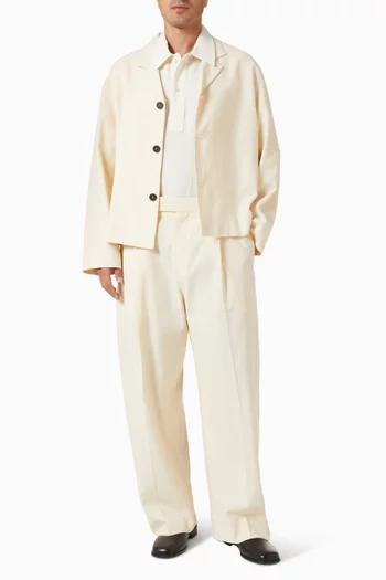 Curved-leg Pants in Cotton & Linen