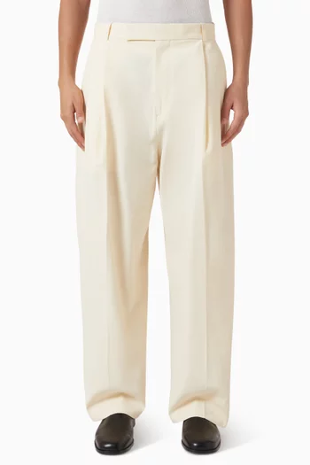 Curved-leg Pants in Cotton & Linen