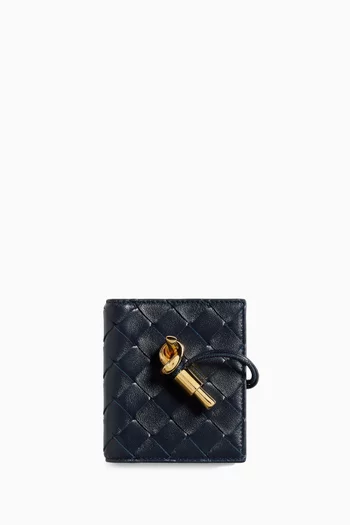 Andiamo Flap Card Case in Intrecciato Nappa Leather