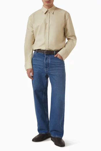 Logo Embroidered Shirt in Wool-cotton