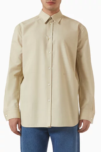 Logo Embroidered Shirt in Wool-cotton