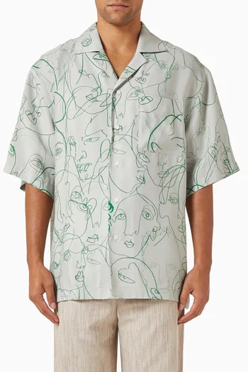 Printed Shirt in Viscose Twill