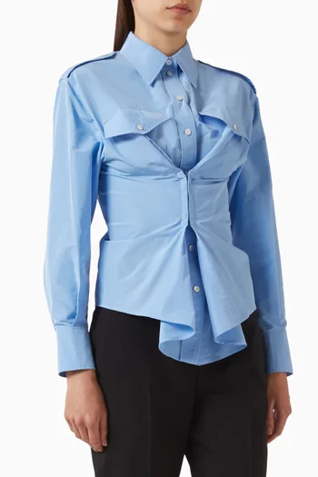 Gathered Shirt in Cotton Taffeta