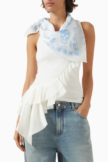 Pleated Skull Scarf in Silk