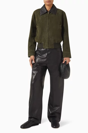 Wide-leg Pants in Semi-shiny Leather
