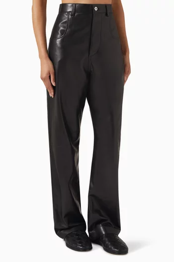 Wide-leg Pants in Semi-shiny Leather