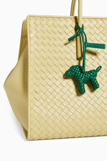 Dog Charm in Intreccio Leather
