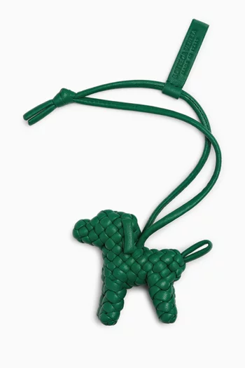 Dog Charm in Intreccio Leather