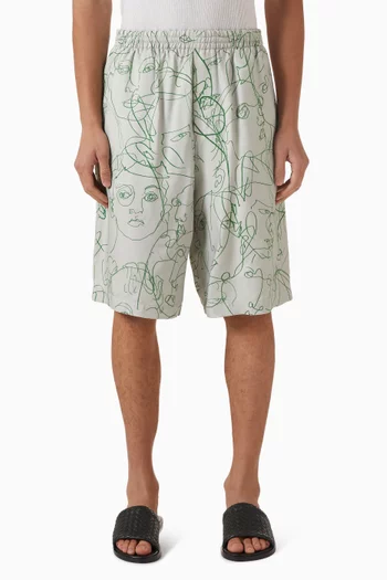 Printed Shorts in Viscose-twill