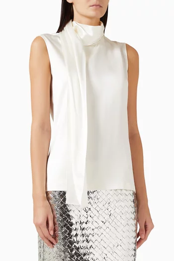 Scarf Detail Top in Stretch-satin