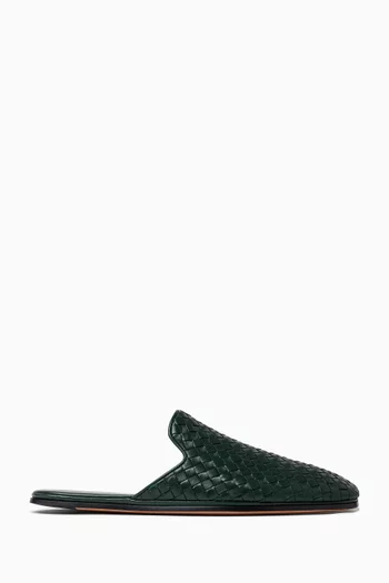 Palazzo Slippers in Intrecciato Leather
