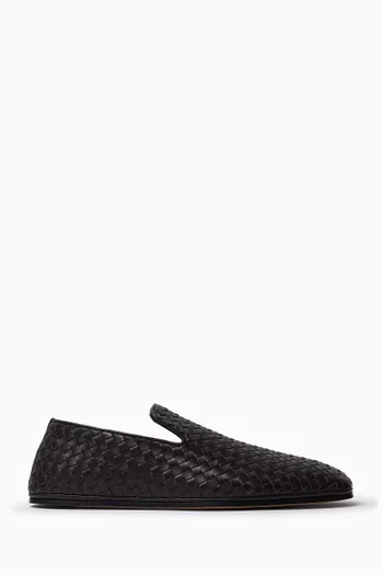 Palazzo Slippers in Intrecciato Leather