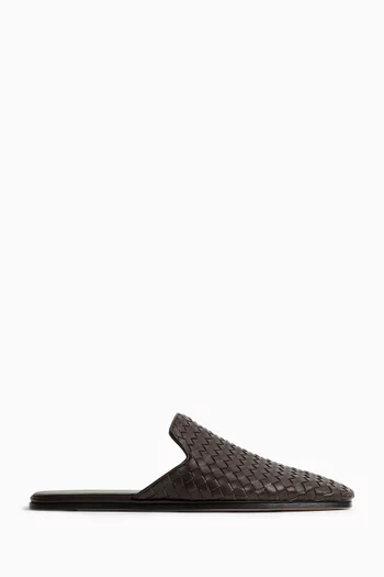 Palazzo Slippers in Intrecciato Leather