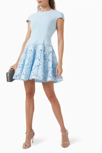 Lace-skirt Mini Dress in Crepe