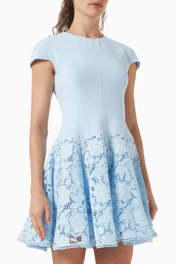 Lace-skirt Mini Dress in Crepe