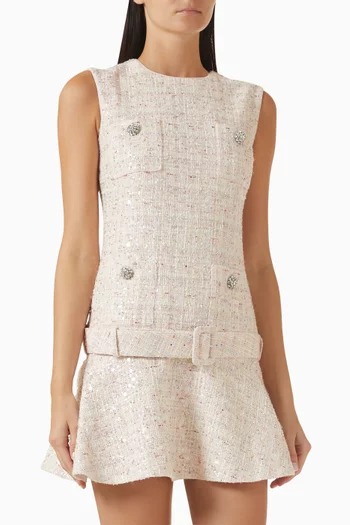 Embellished Mini Dress in Boucle