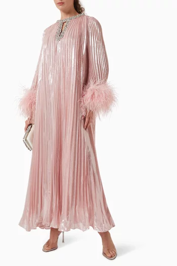 Feather-trim Dress in Chiffon