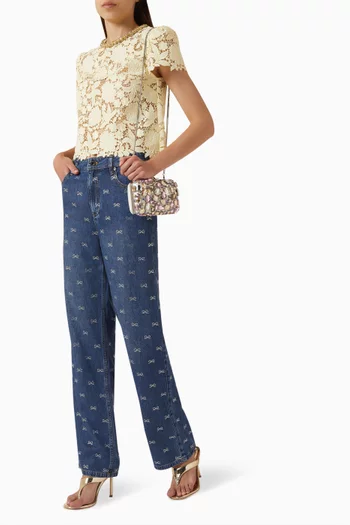 Bow-embellished Jeans in Denim