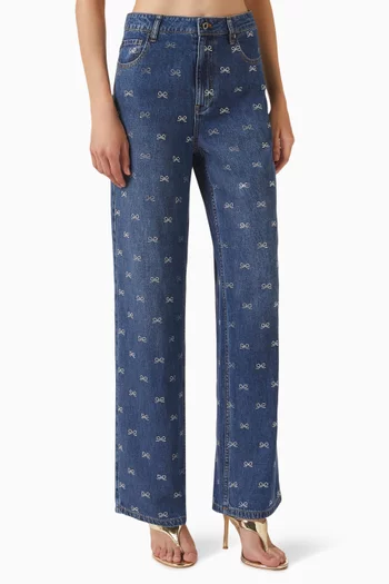 Bow-embellished Jeans in Denim