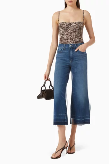 Soft Tech Good Waist Palazzo Cropped Jeans in Denim