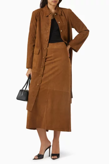 Jannie Maxi Jacket in Suede