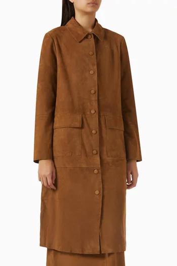 Jannie Maxi Jacket in Suede