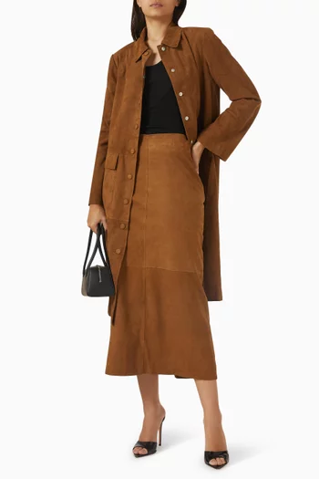 Palomie Midi Skirt in Suede