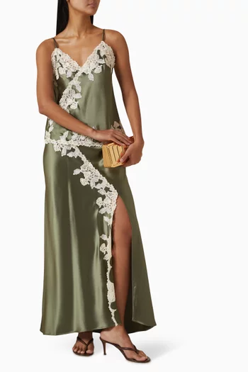 Erika Lace-trim Skirt in Satin
