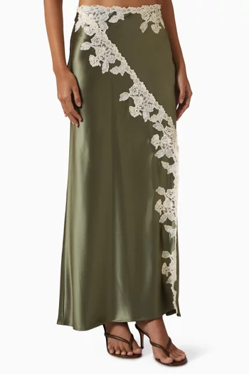 Erika Lace-trim Skirt in Satin