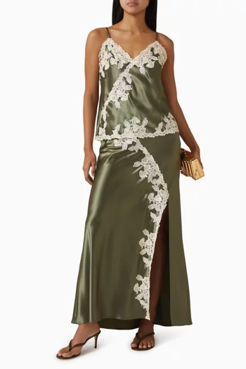 Madeleine Lace-trim Top in Satin