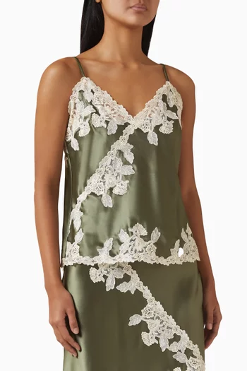 Madeleine Lace-trim Top in Satin