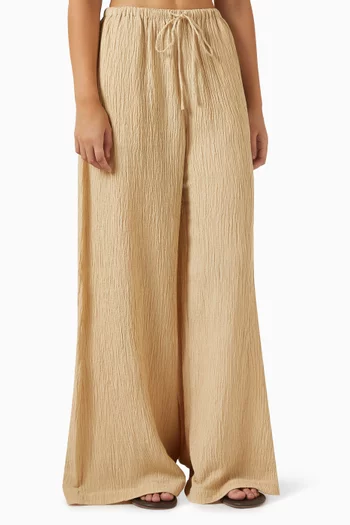 Pisca Weave Wide-leg Pants in Ramie Blend