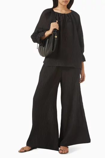 Pisca Weave Wide-leg Pants in Ramie Blend