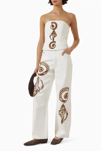 Maurie Embroidered Jeans in Denim