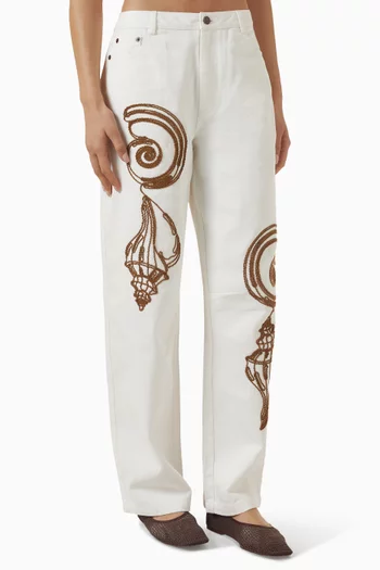 Maurie Embroidered Jeans in Denim
