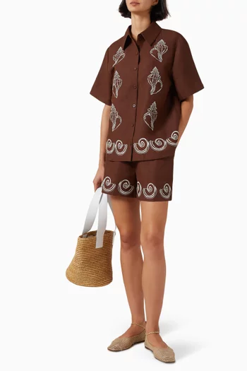 Parco Embroidered Shirt in Linen-blend