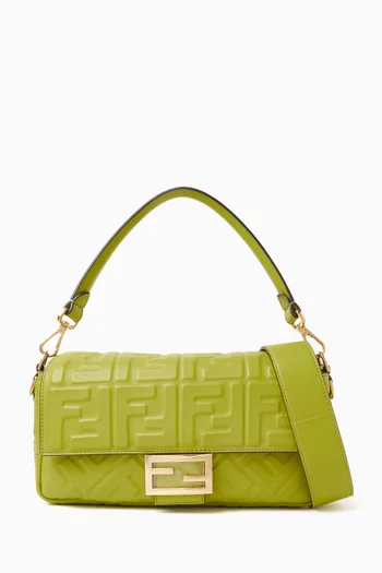 Unused 2020 FF Embossed Baguette Shoulder Bag in Leather
