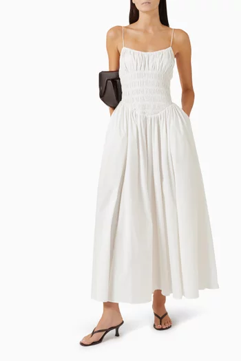 Elva Smocked Waist Cotton Maxi Dress
