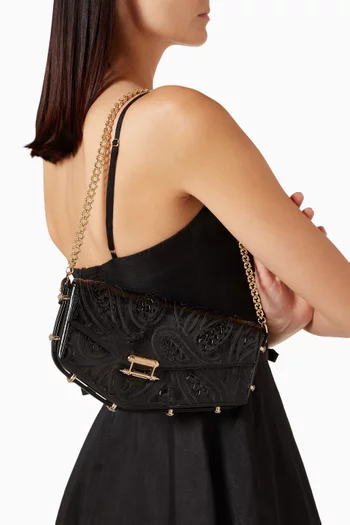 Elongated Pouch in Metallic Leather