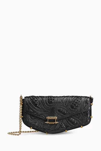 Elongated Pouch in Metallic Leather