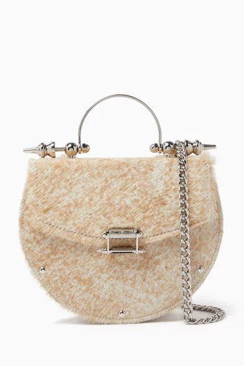 Oak Engraved Top-handle Bag in Calf hair