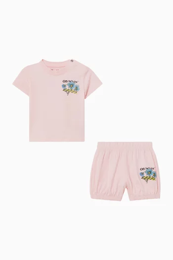 Daisy Tape Shirt & Shorts Set in Cotton Jersey