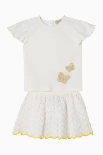 Cornely Butterfly T-Shirt & Zigzag Stitch Skirt Set