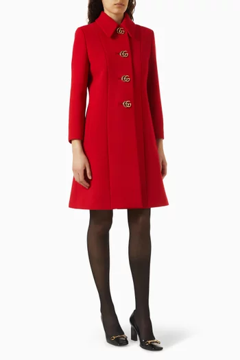 Double G Button Coat in Wool Natté