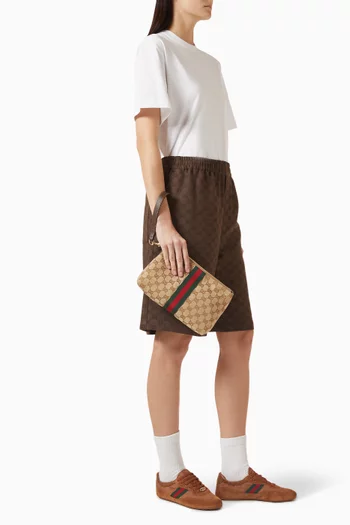 Wristlet Pouch in GG Canvas