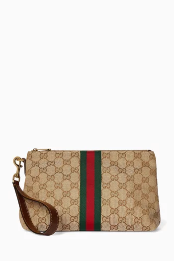 Wristlet Pouch in GG Canvas
